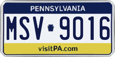 PA license plate MSV9016