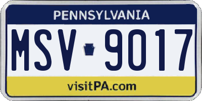PA license plate MSV9017