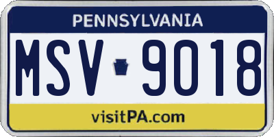 PA license plate MSV9018