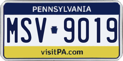PA license plate MSV9019