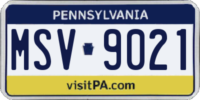 PA license plate MSV9021