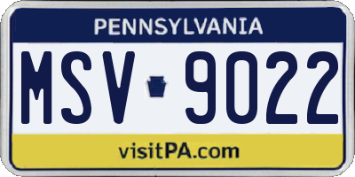 PA license plate MSV9022