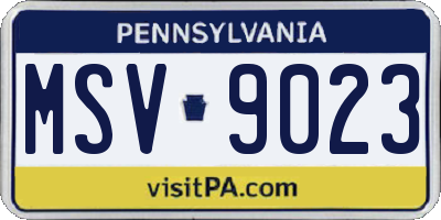 PA license plate MSV9023