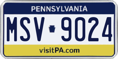 PA license plate MSV9024