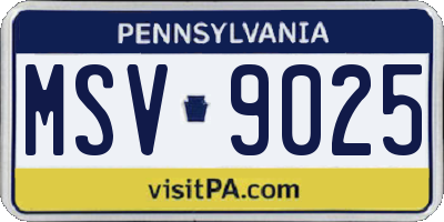 PA license plate MSV9025