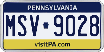 PA license plate MSV9028