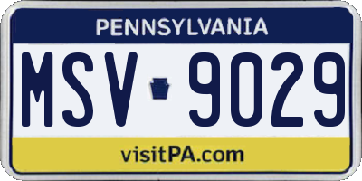 PA license plate MSV9029