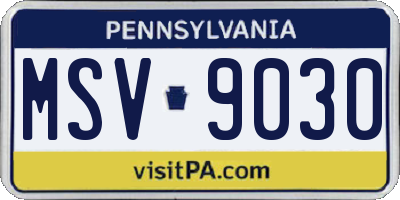 PA license plate MSV9030