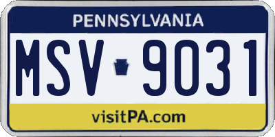 PA license plate MSV9031