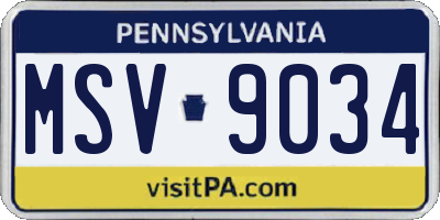 PA license plate MSV9034