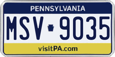 PA license plate MSV9035