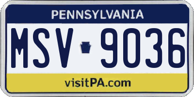 PA license plate MSV9036