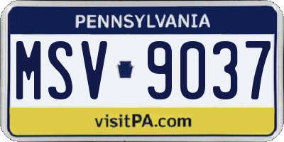 PA license plate MSV9037