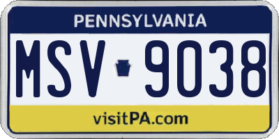 PA license plate MSV9038