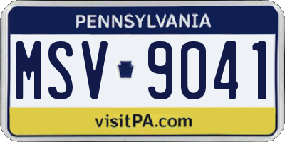 PA license plate MSV9041