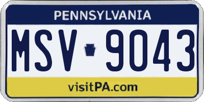 PA license plate MSV9043