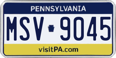PA license plate MSV9045