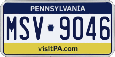 PA license plate MSV9046