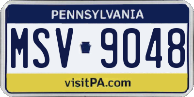 PA license plate MSV9048