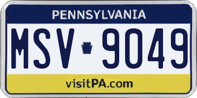 PA license plate MSV9049