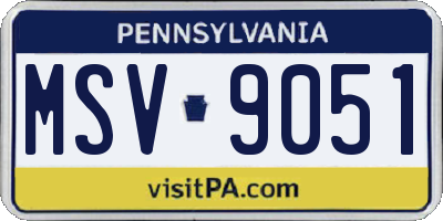 PA license plate MSV9051