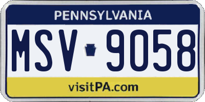 PA license plate MSV9058
