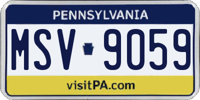 PA license plate MSV9059