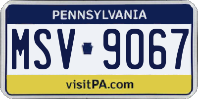 PA license plate MSV9067