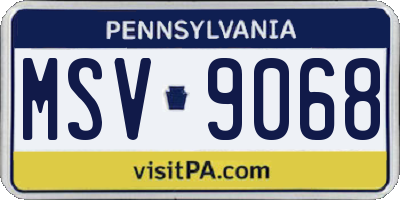PA license plate MSV9068