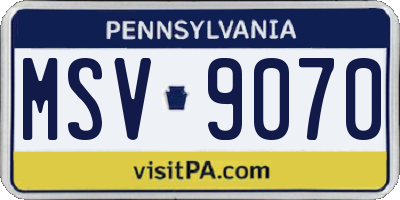 PA license plate MSV9070