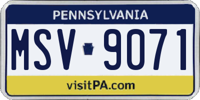 PA license plate MSV9071