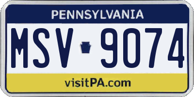 PA license plate MSV9074