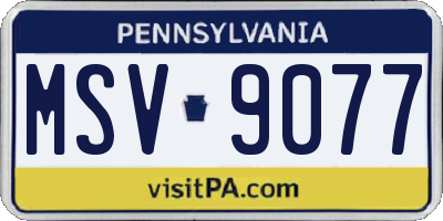 PA license plate MSV9077