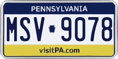 PA license plate MSV9078