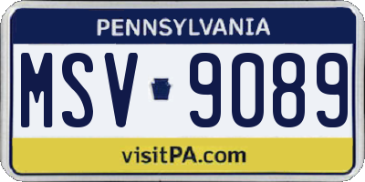 PA license plate MSV9089