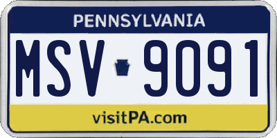 PA license plate MSV9091