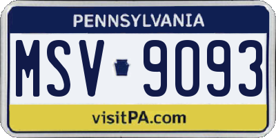 PA license plate MSV9093