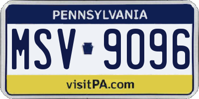 PA license plate MSV9096