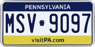 PA license plate MSV9097