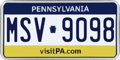 PA license plate MSV9098