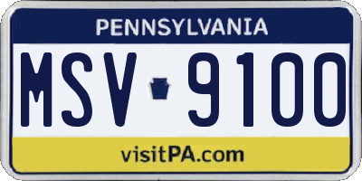 PA license plate MSV9100