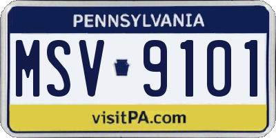 PA license plate MSV9101