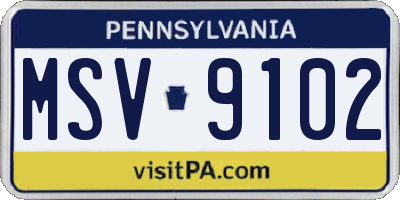 PA license plate MSV9102