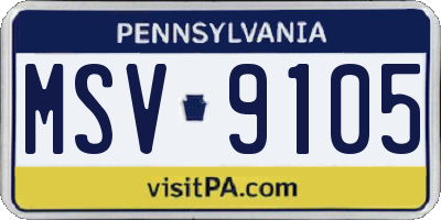 PA license plate MSV9105