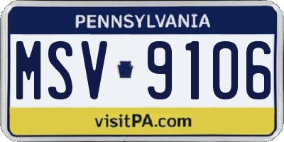 PA license plate MSV9106