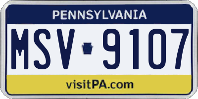 PA license plate MSV9107