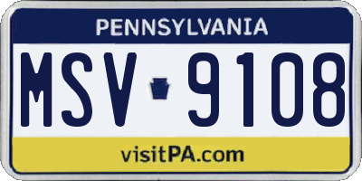 PA license plate MSV9108
