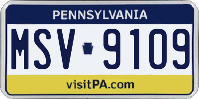PA license plate MSV9109