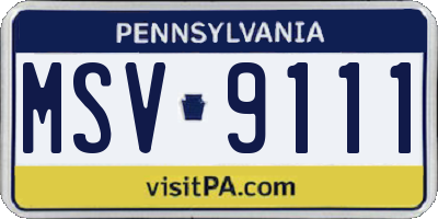 PA license plate MSV9111