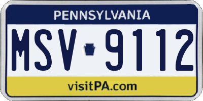 PA license plate MSV9112